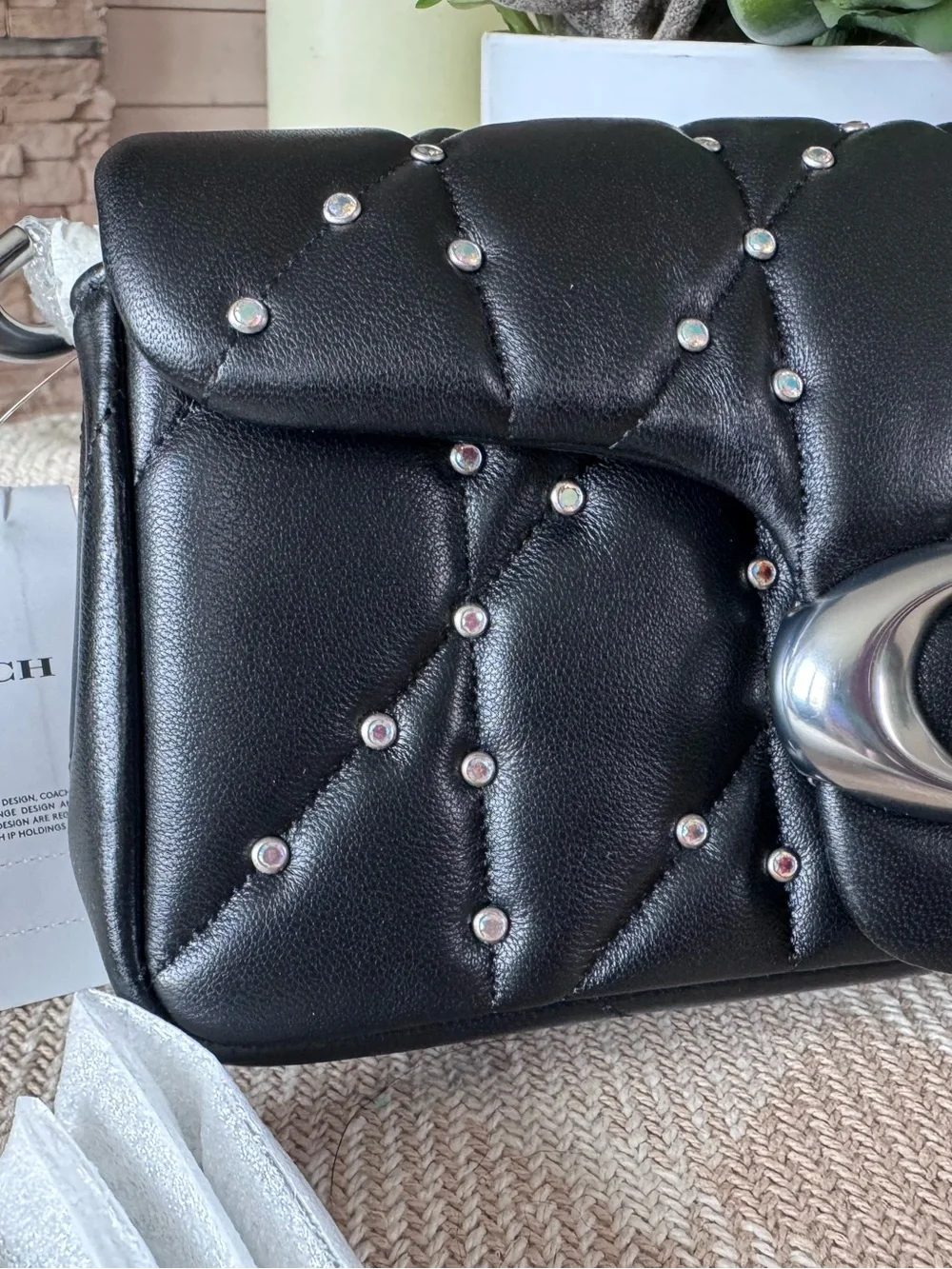 NEW Coach Tabby Crossbody Wristlet With Pillow Quilting And Crystal Rivets